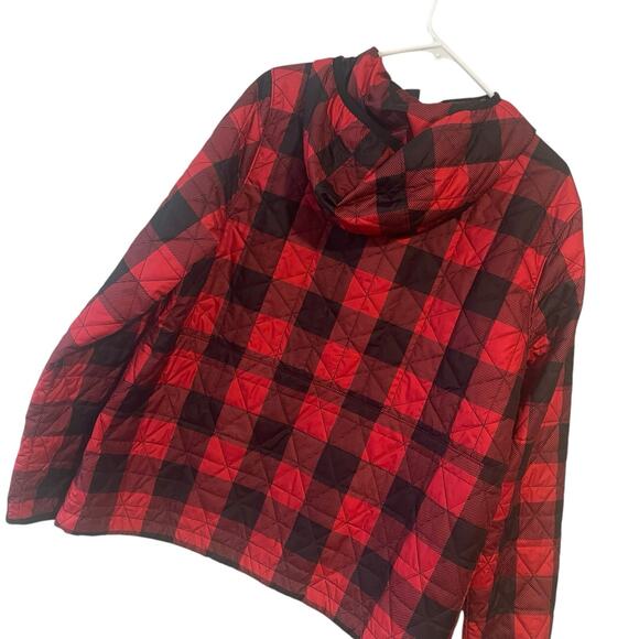 Vtg LL Bean 1/2 Zip Pullover Jacket Mens XL Red Plaid Quilted Long Sleeve - Picture 4 of 5